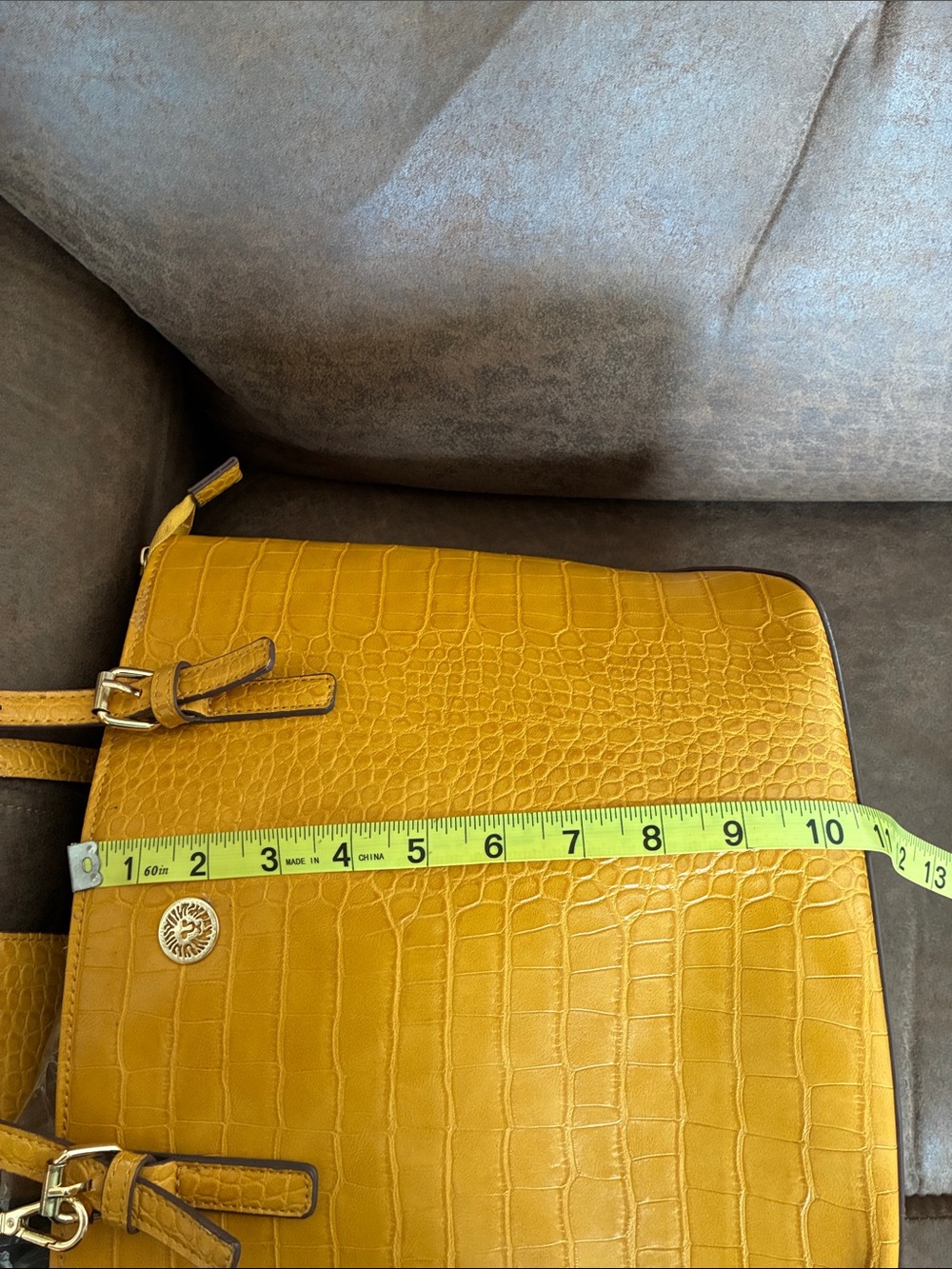 Anne Klein Yellow Croc-Embossed  Bag with Card Holder - Picture 8 of 9